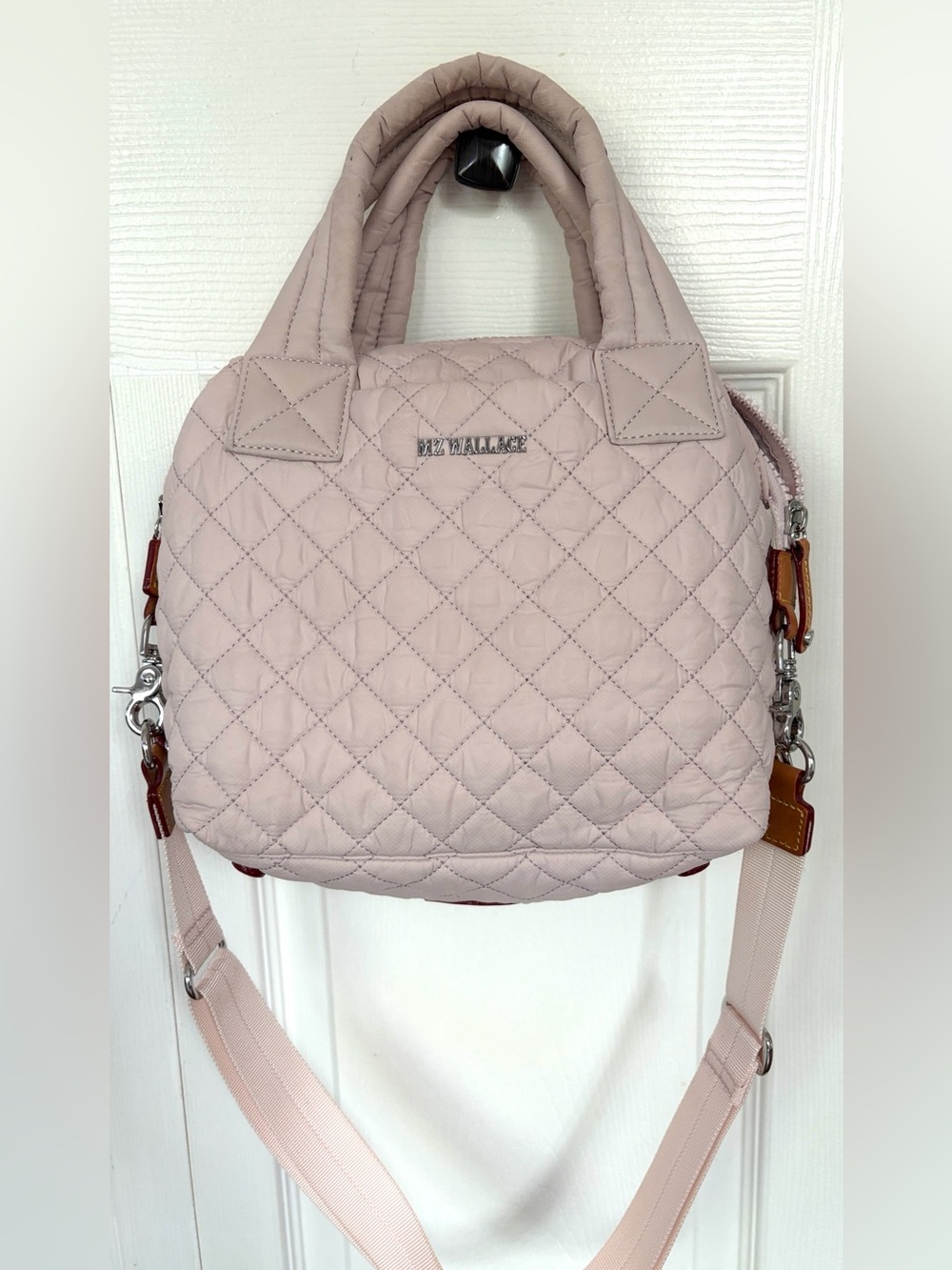 MZ Wallace Small Sutton Deluxe Tote Bag Crossbody Pale Pink - Picture 3 of 14